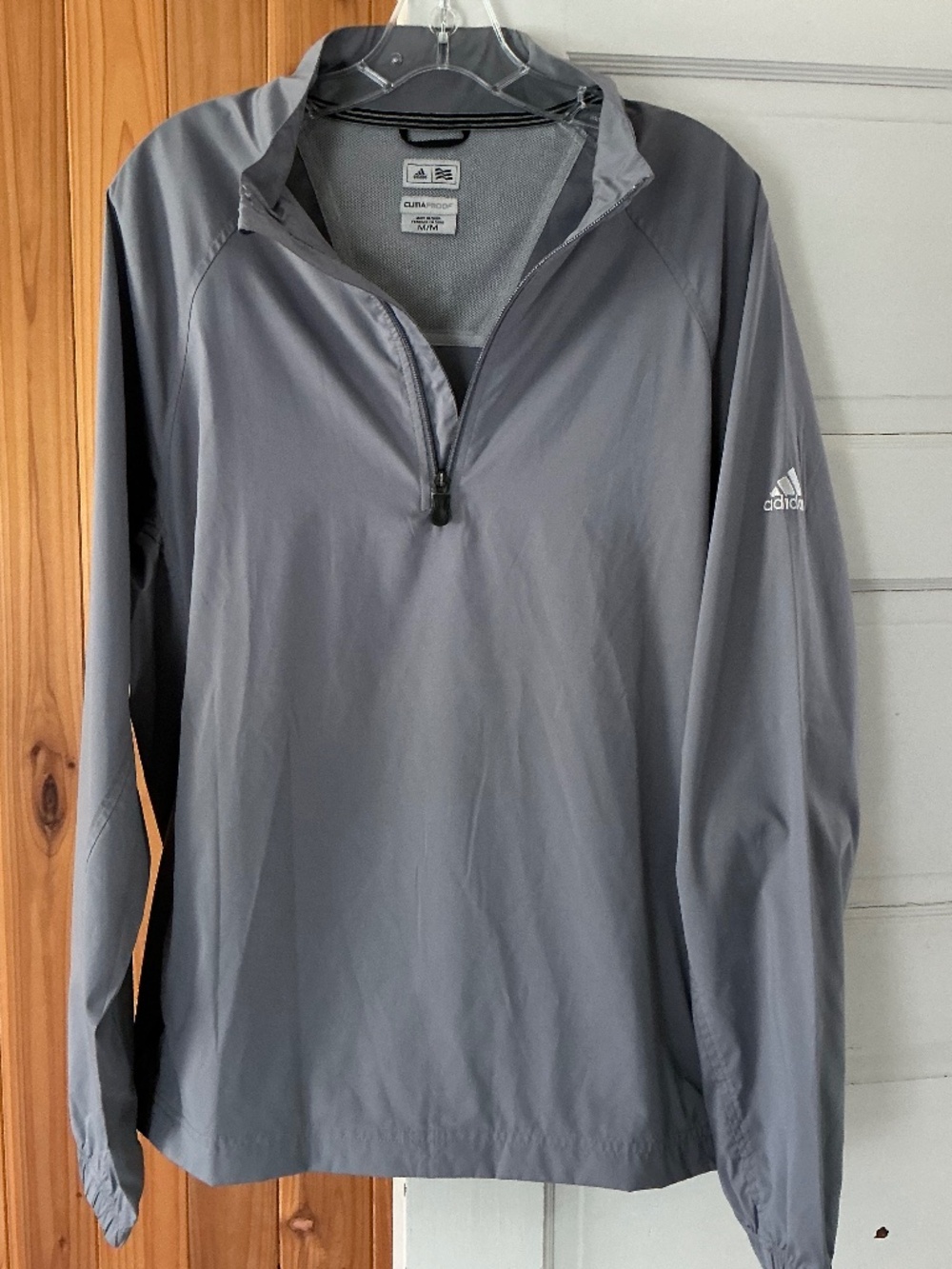 Men’s Adidas ClimaProof Wind Shirt Jacket Gray Activewear Golf Medium EUC